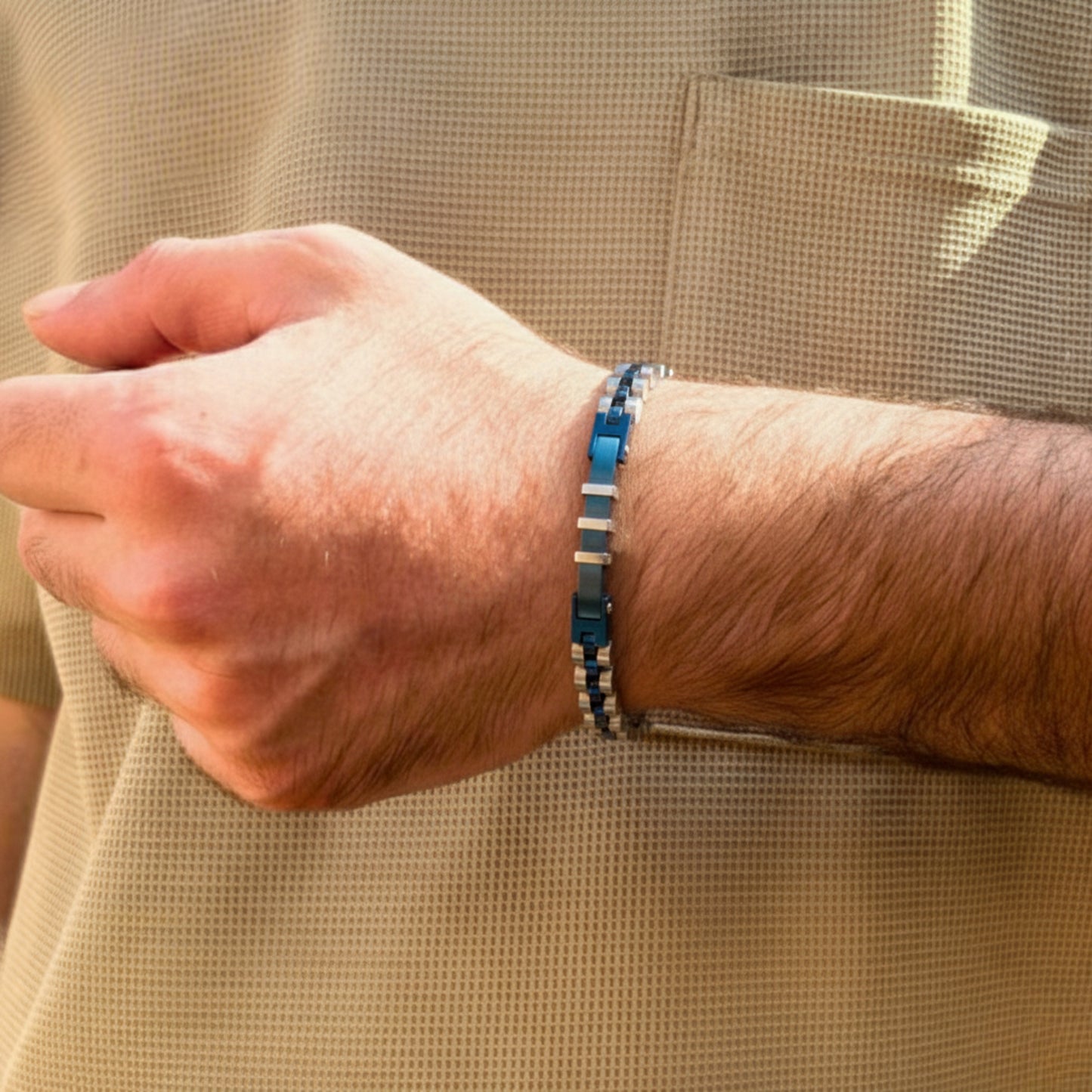 Cool Contrast Bundle - Silver/Black & Silver/Blue Bracelets | B-88 & B-87 - Overpowered Accessories Egypt