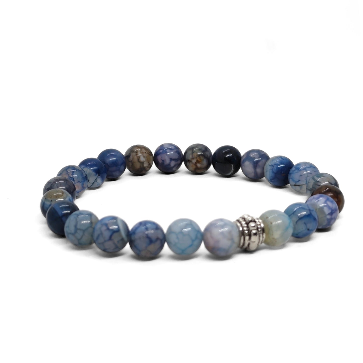 Natural Agate & Silver Stainless Steel G-3 | Men's Stone Bracelet - Overpowered Accessories | Egypt