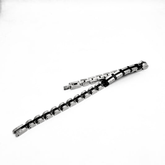 Silver & Black Duo B-115 Stainless Steel Bracelet | Men's - Overpowered Accessories | Egypt