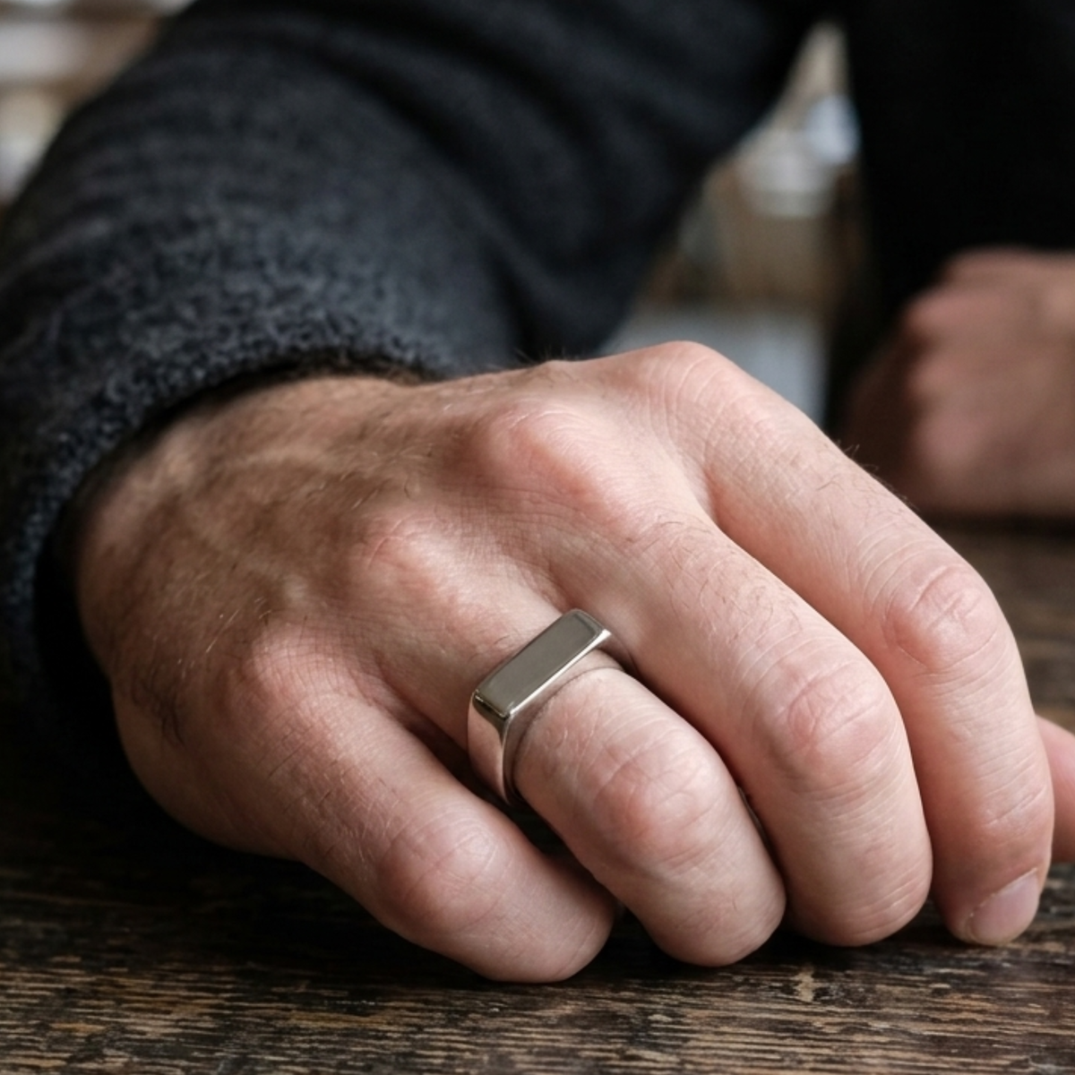 R-9 men's steel signet ring that won't rust or change color