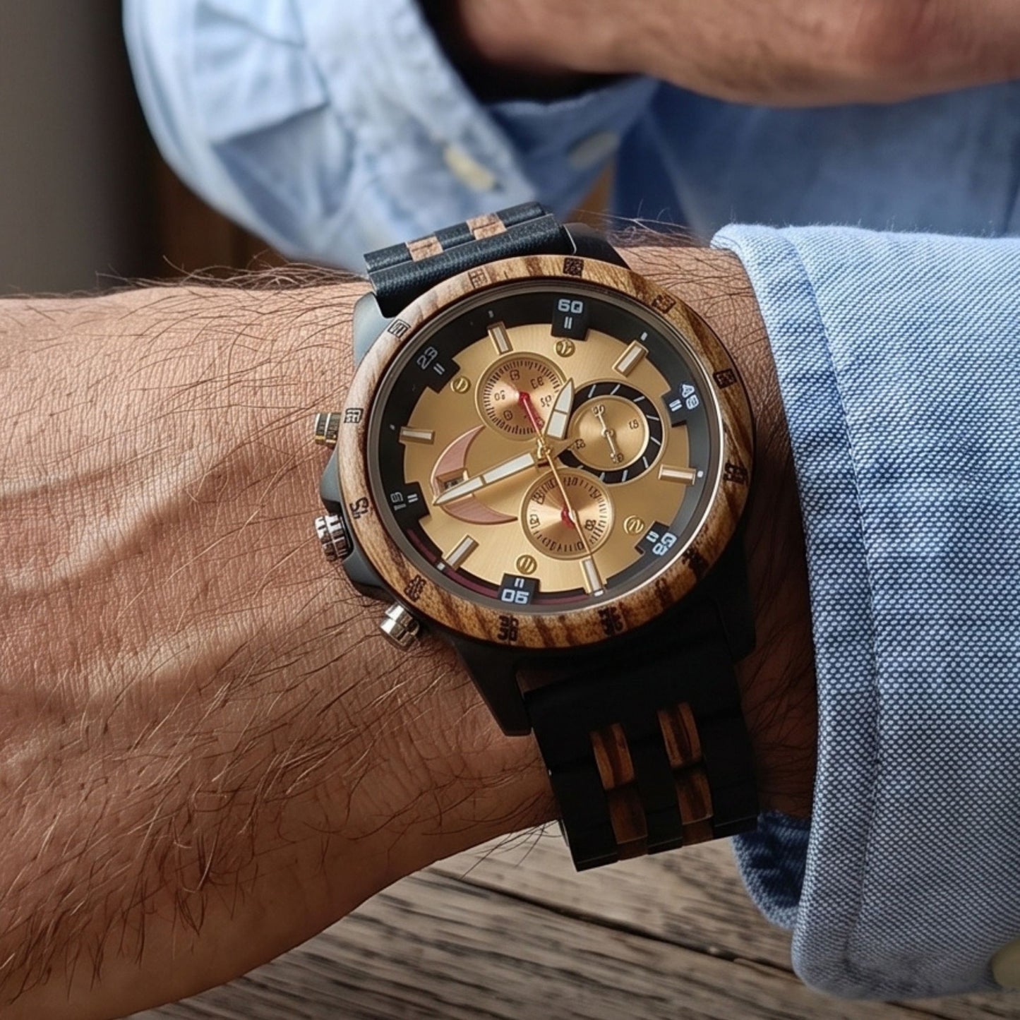 The Luxury Prestige Zebrawood & Ebony Wooden Watch - WW-04 | Men's - Overpowered Accessories - Egypt
