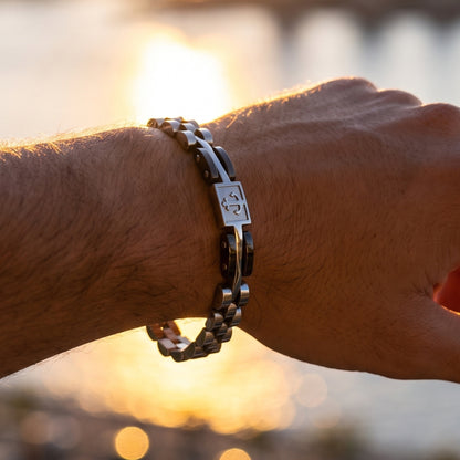Premium Silver & Gunmetal Grey Anchor Bracelet - B-184 | Men's - Overpowered Accessories
