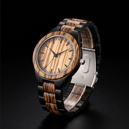 Luxury Vintage Zebrawood & Ebony Watch - WW-02 | Men's - Overpowered Accessories