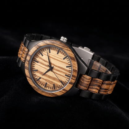 Luxury Vintage Zebrawood & Ebony Watch - WW-02 | Men's - Overpowered Accessories