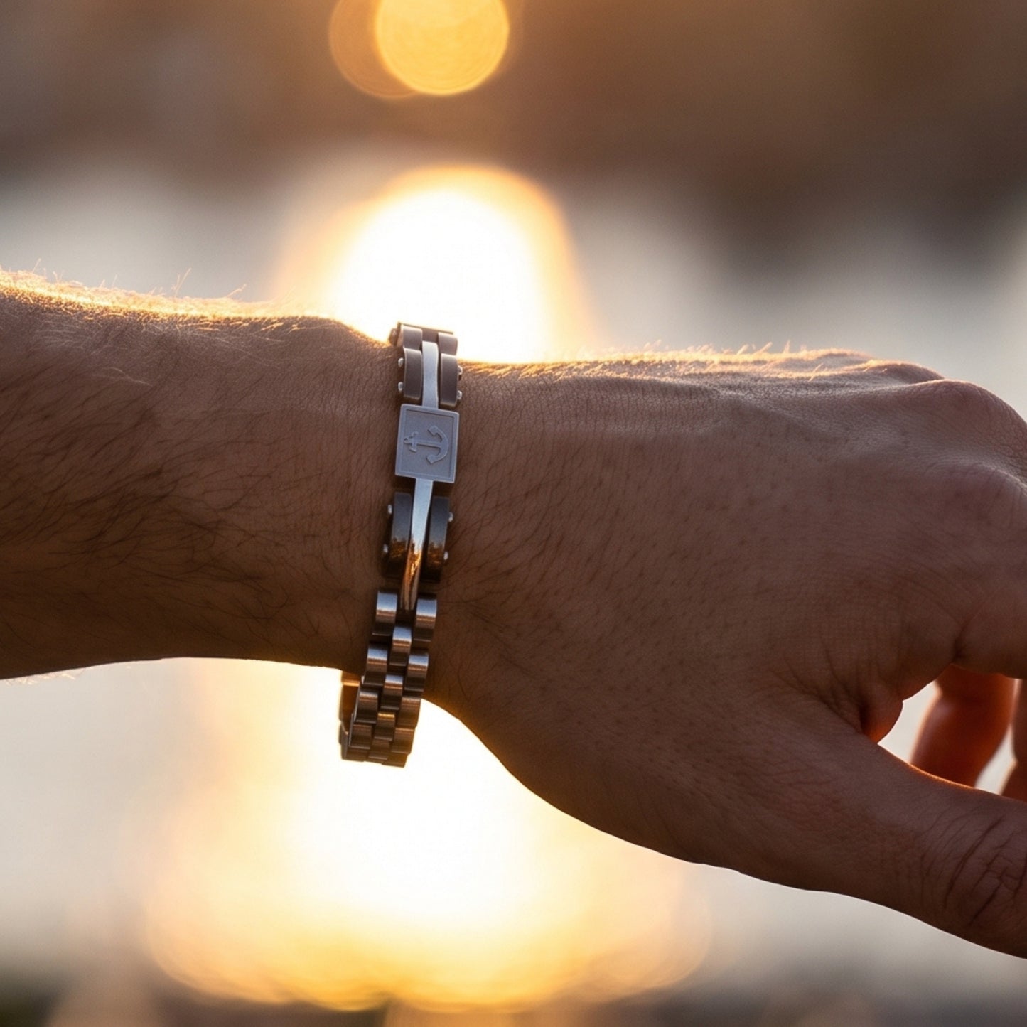 Premium Silver & Gunmetal Grey Anchor Bracelet - B-184 | Men's - Overpowered Accessories