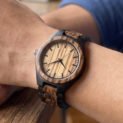 Luxury Vintage Zebrawood & Ebony Watch - WW-02 | Men's - Overpowered Accessories