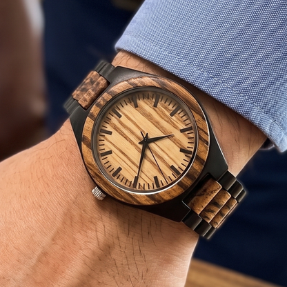 Luxury Vintage Zebrawood & Ebony Watch - WW-02 | Men's - Overpowered Accessories