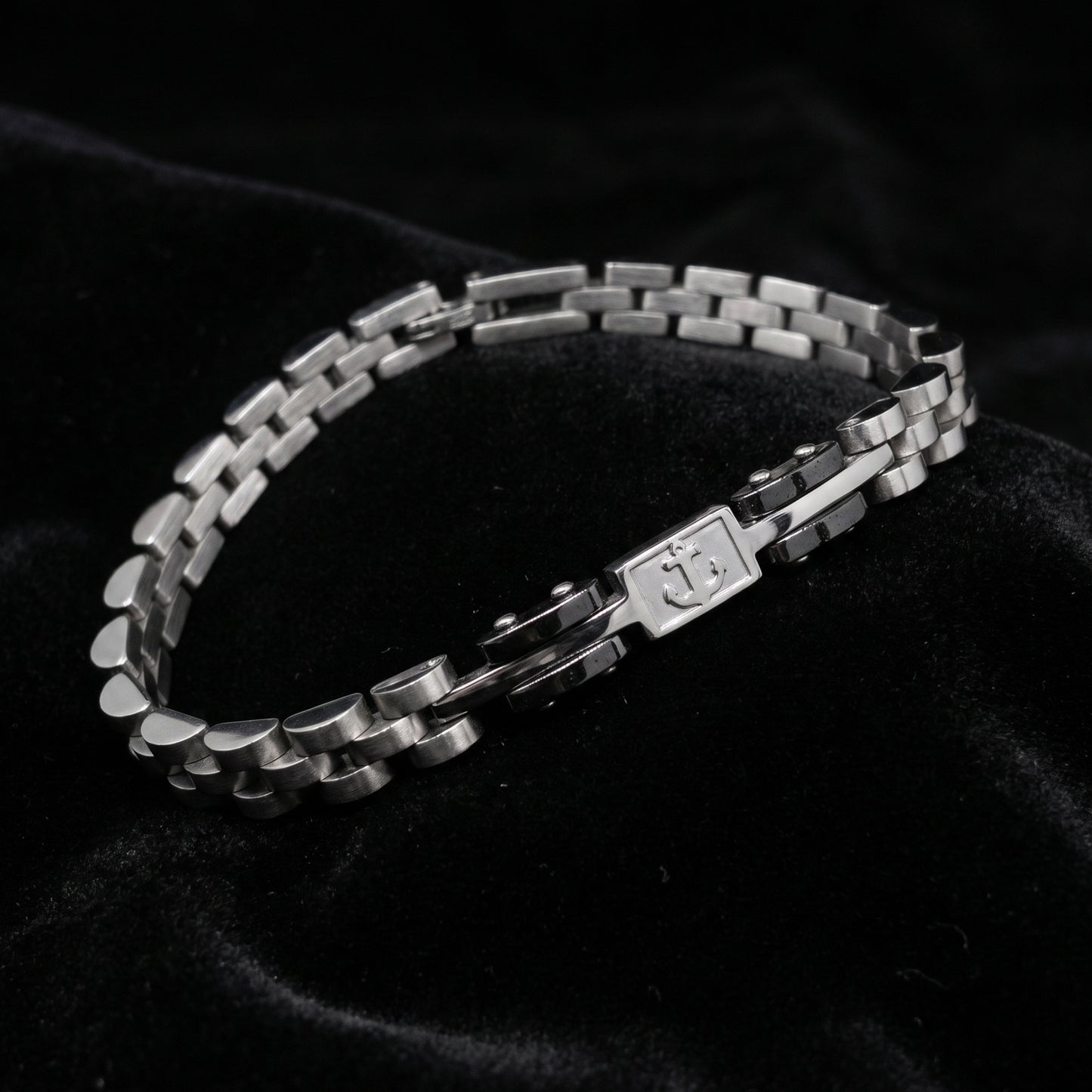 Premium Silver & Gunmetal Grey Anchor Bracelet - B-184 | Men's - Overpowered Accessories