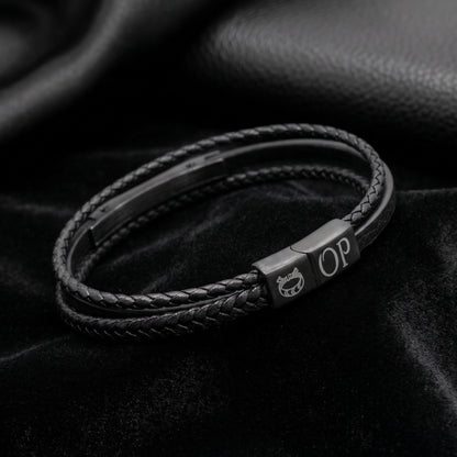 Premium Black Leather Bracelet - B-182 | Men's - Overpowered Accessories