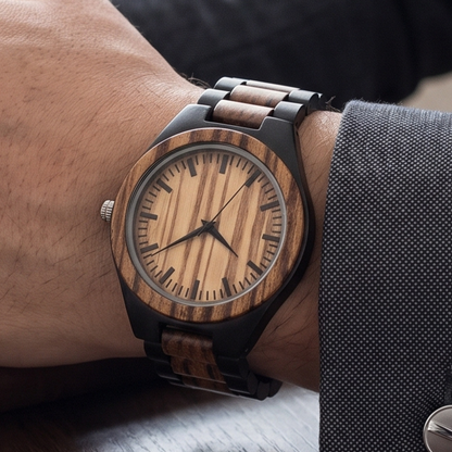 Luxury Vintage Zebrawood & Ebony Watch - WW-02 | Men's - Overpowered Accessories