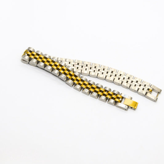 Two-Tone Silver & Gold Stainless Steel - B-18 Bracelet | Men's - Overpowered Accessories Egypt