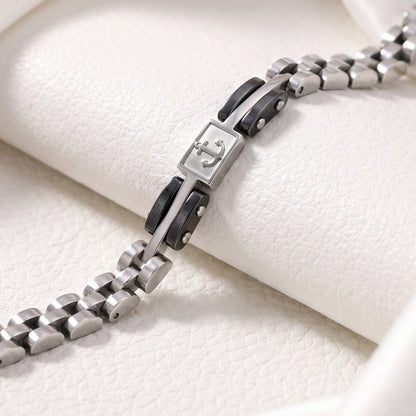 Premium Silver & Gunmetal Grey Anchor Bracelet - B-184 | Men's - Overpowered Accessories
