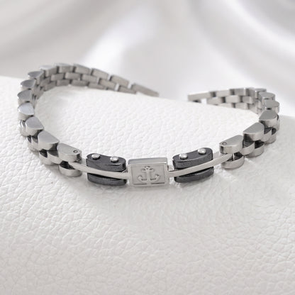 Premium Silver & Gunmetal Grey Anchor Bracelet - B-184 | Men's - Overpowered Accessories