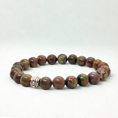 Natural Agate & Silver Stainless Steel G-1 | Men's Stone Bracelet - Overpowered Accessories | Egypt