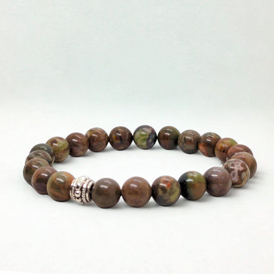 Natural Agate & Silver Stainless Steel G-1 | Men's Stone Bracelet - Overpowered Accessories | Egypt