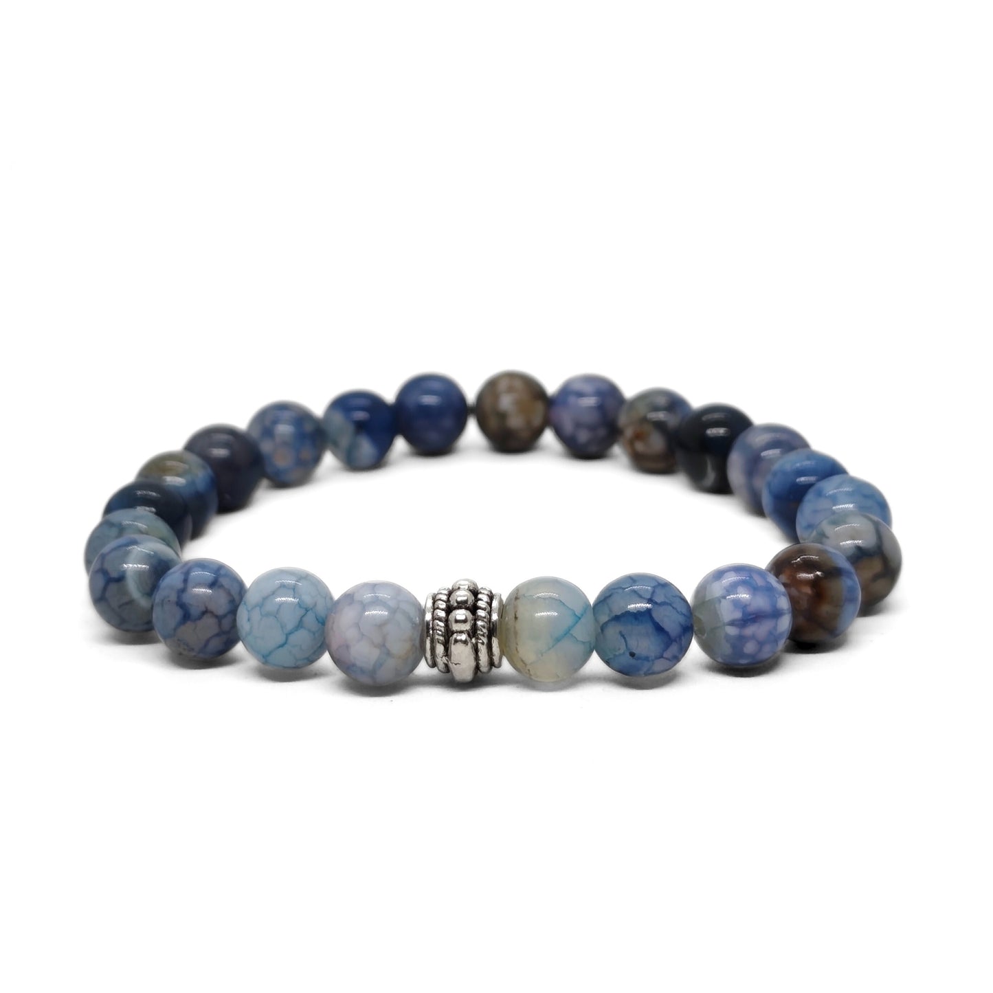 Natural Agate & Silver Stainless Steel G-3 | Men's Stone Bracelet - Overpowered Accessories | Egypt