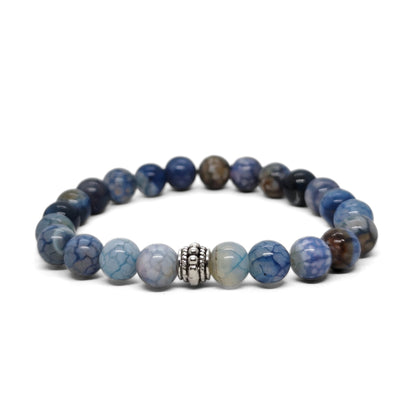 Natural Agate & Silver Stainless Steel G-3 | Men's Stone Bracelet - Overpowered Accessories | Egypt