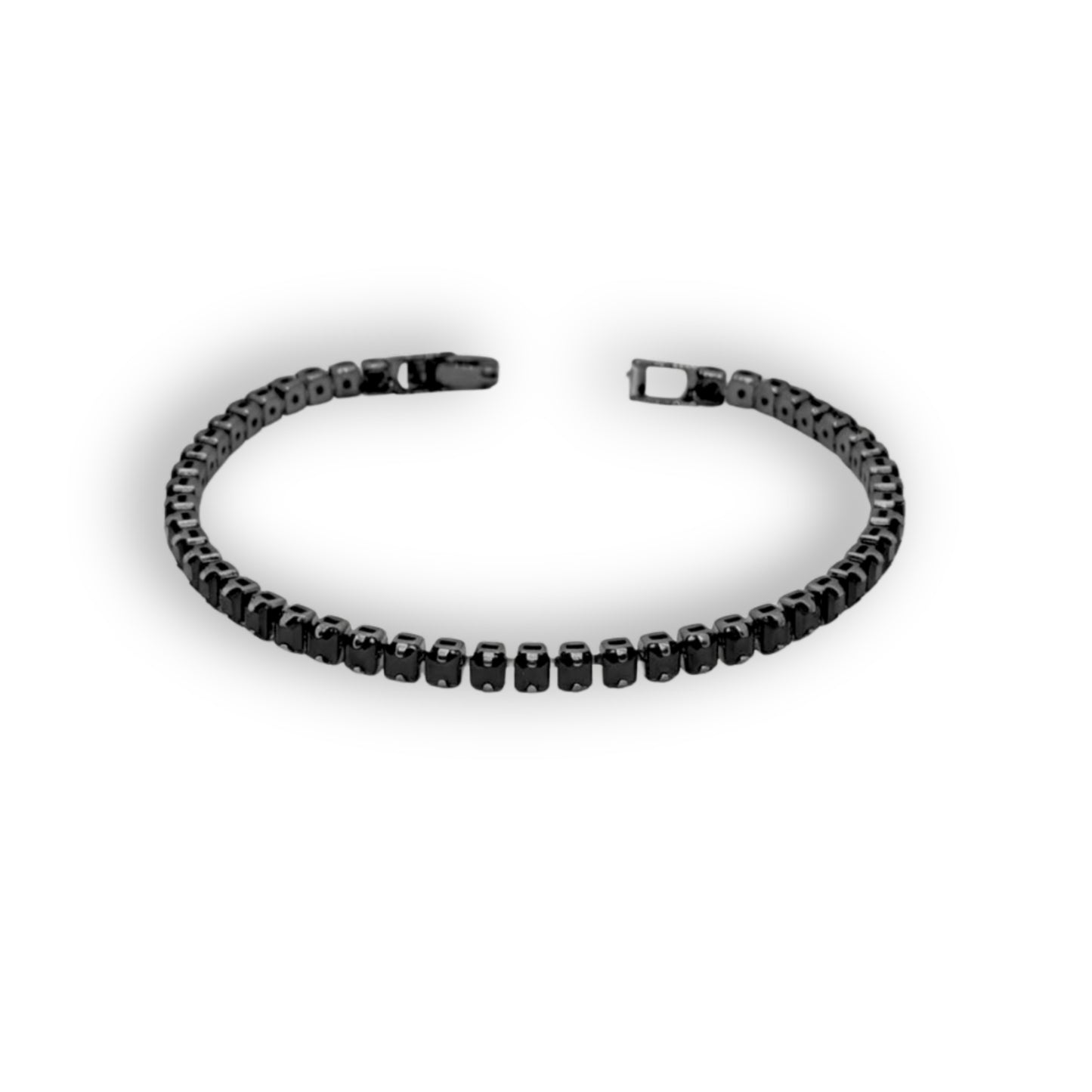 Black Stainless Steel Tennis Bracelet with Black CZ Adjustable  B-119 - Overpowered Accessories | Egypt