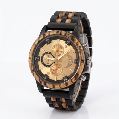 The Luxury Prestige Zebrawood & Ebony Wooden Watch - WW-04 | Men's - Overpowered Accessories - Egypt