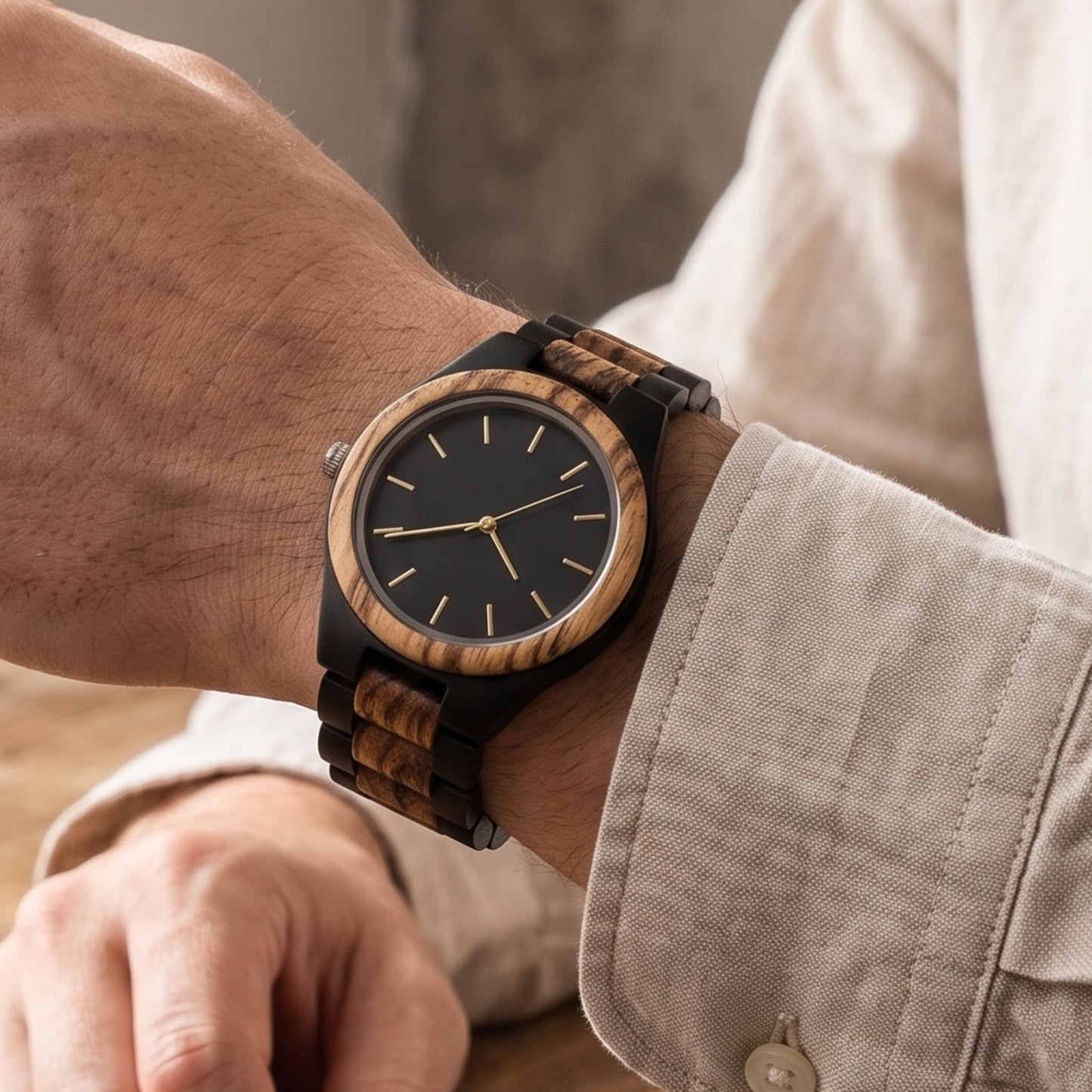 Premium Vintage Zebrawood & Ebony Watch - WW-01 | Men's - Overpowered Accessories