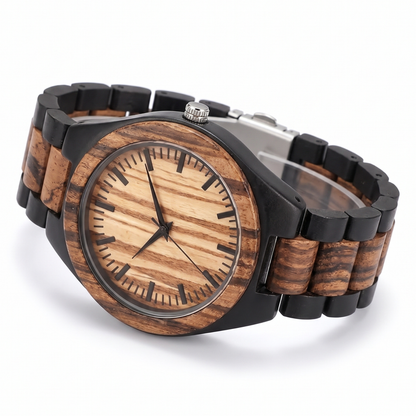 Luxury Vintage Zebrawood & Ebony Watch - WW-02 | Men's - Overpowered Accessories