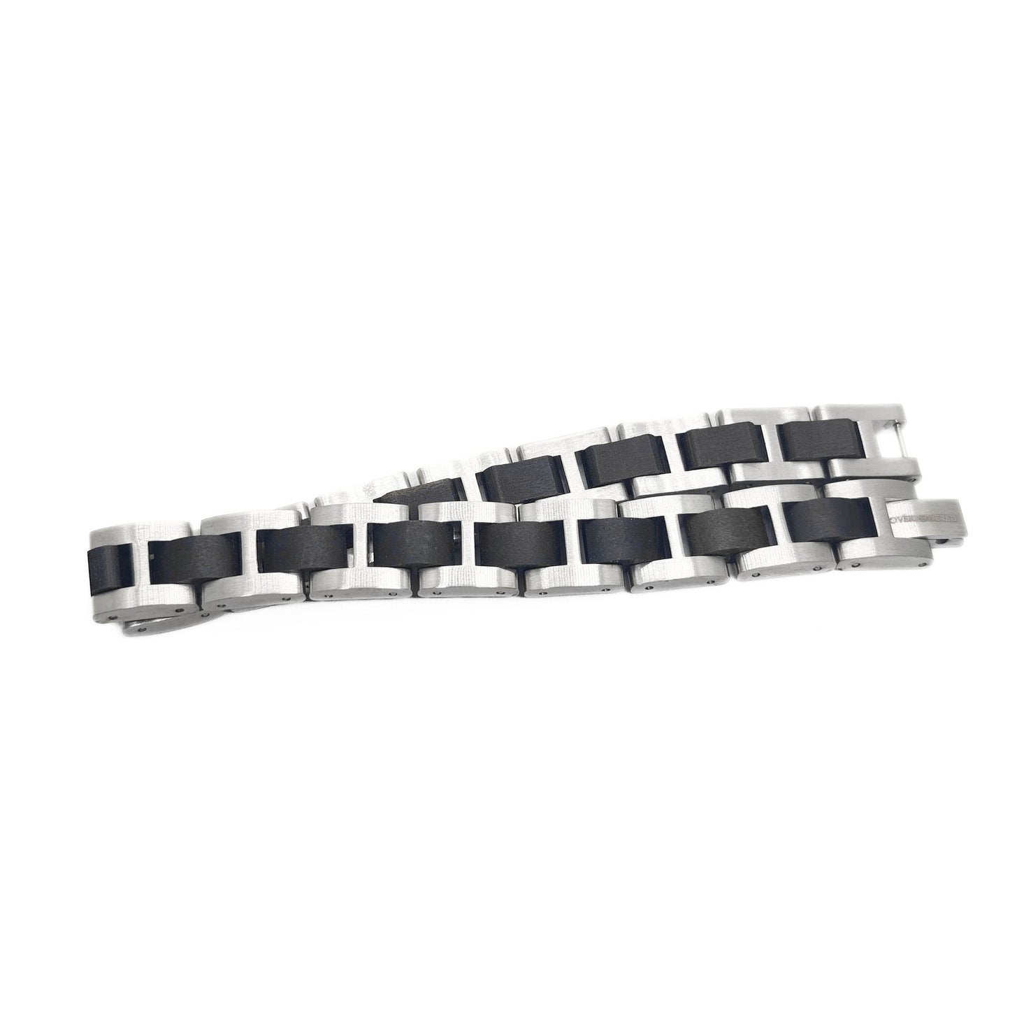 Luxury Natural Ebony Wood & Stainless Steel Bracelet - B-190 | Men's - Overpowered Accessories