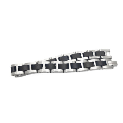 Luxury Natural Ebony Wood & Stainless Steel Bracelet - B-190 | Men's - Overpowered Accessories