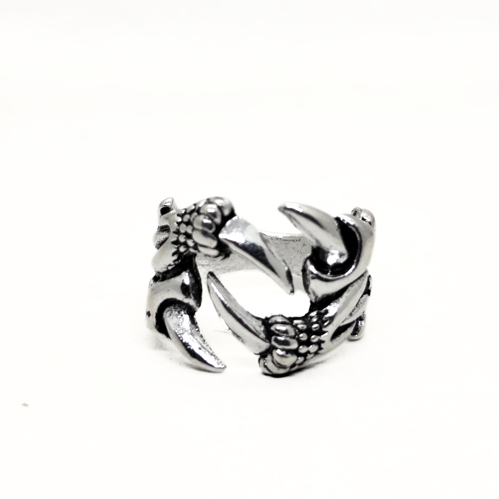 Ultra-Thin Zinc Alloy R-5 Ring by Overpowered Accessories featuring a claw design in a silver finish.