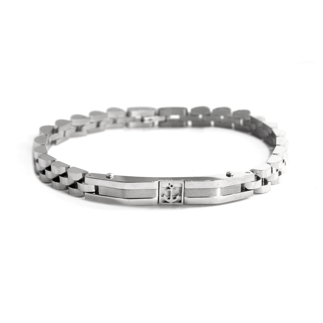 Silver Stainless Steel & Center Anchor - B-78 Bracelet | Men's - Overpowered Accessories Egypt
