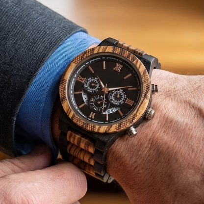 The Legacy Zebrawood & Ebony Watch - WW-03 | Men's - Overpowered Accessories