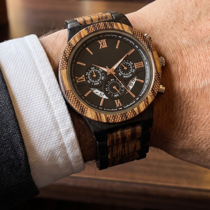The Legacy Zebrawood & Ebony Watch - WW-03 | Men's - Overpowered Accessories