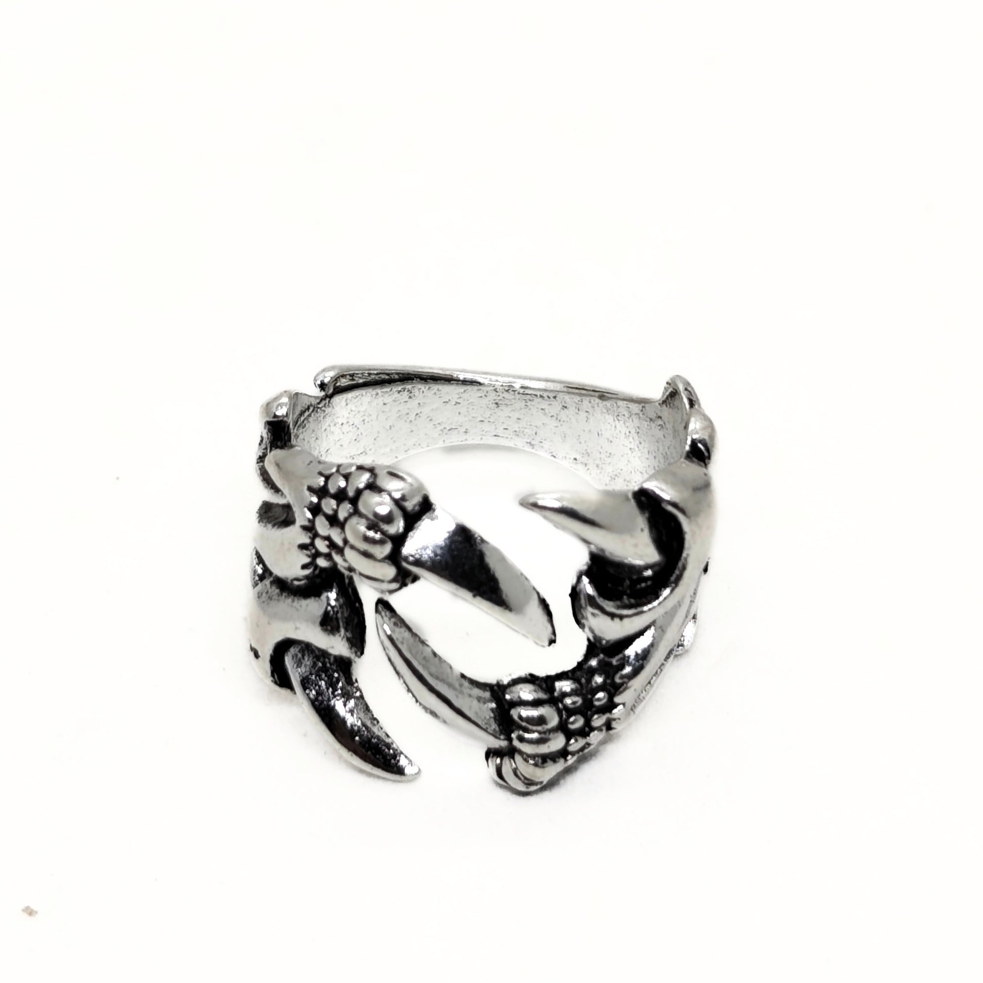Ultra-Thin Zinc Alloy R-5 Ring by Overpowered Accessories featuring a claw design with intricate detailing in silver.