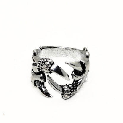 Ultra-Thin Zinc Alloy R-5 Ring by Overpowered Accessories featuring a claw design with intricate detailing in silver.