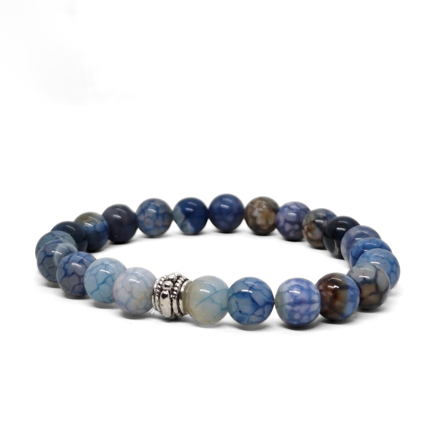 Natural Agate & Silver Stainless Steel G-3 | Men's Stone Bracelet - Overpowered Accessories | Egypt