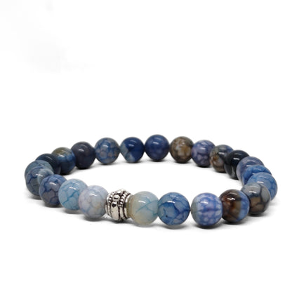 Natural Agate & Silver Stainless Steel G-3 | Men's Stone Bracelet - Overpowered Accessories | Egypt