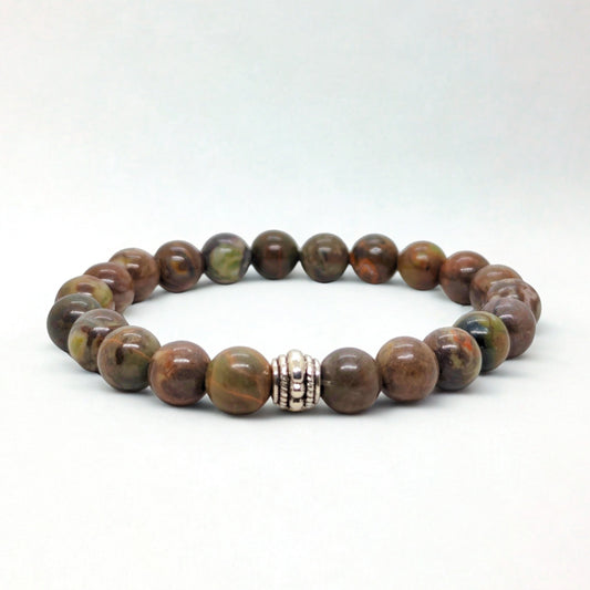 Natural Agate & Silver Stainless Steel G-1 | Men's Stone Bracelet - Overpowered Accessories | Egypt