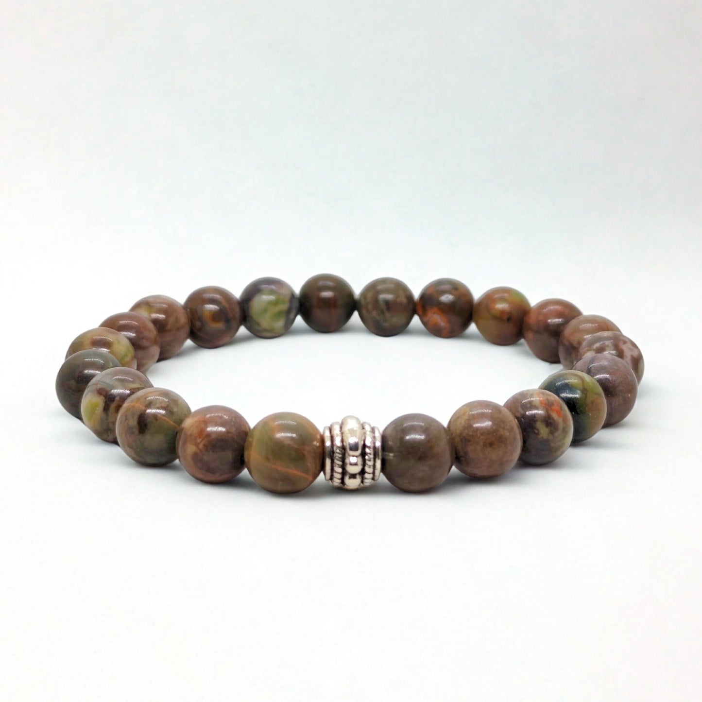 Natural Agate & Silver Stainless Steel G-1 | Men's Stone Bracelet - Overpowered Accessories | Egypt
