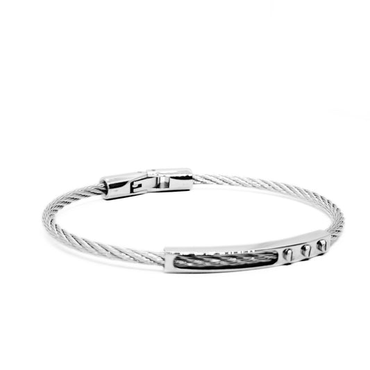 All-Silver Stainless Steel - B-156 Bracelet | Men's - Overpowered Accessories