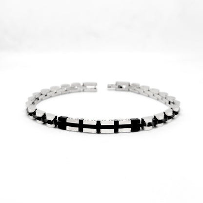 Silver & Black Duo B-115 Stainless Steel Bracelet | Men's - Overpowered Accessories | Egypt