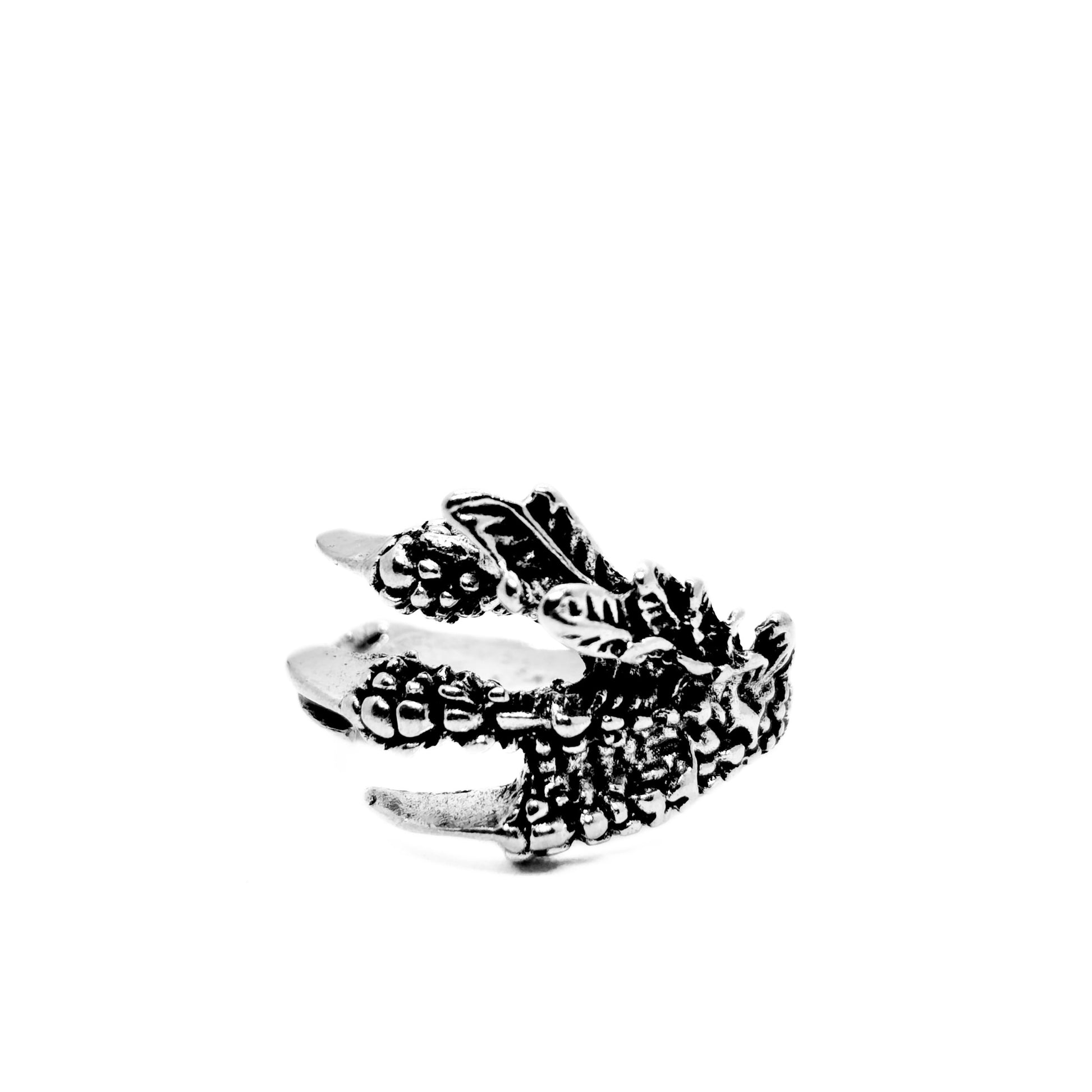 Ultra-Thin Zinc Alloy R-4 Ring by Overpowered Accessories, featuring a textured claw design in silver.