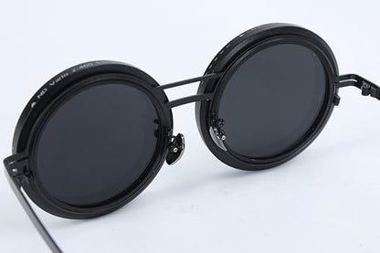 Obsidian Meridian Bundle SG-002 G-6 features sleek black men's sunglasses with round lenses and a minimalist design.