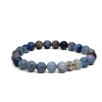 Natural Agate & Silver Stainless Steel G-3 | Men's Stone Bracelet - Overpowered Accessories | Egypt