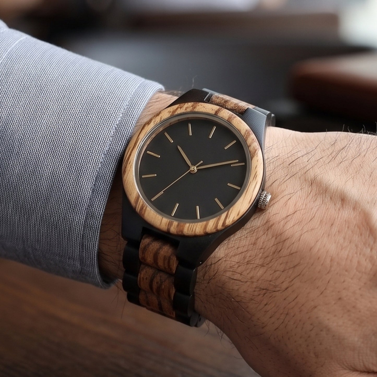 Premium Vintage Zebrawood & Ebony Watch - WW-01 | Men's - Overpowered Accessories
