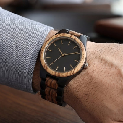 Premium Vintage Zebrawood & Ebony Watch - WW-01 | Men's - Overpowered Accessories