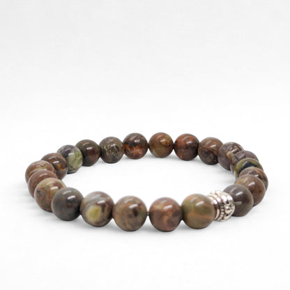 Natural Agate & Silver Stainless Steel G-1 | Men's Stone Bracelet - Overpowered Accessories | Egypt