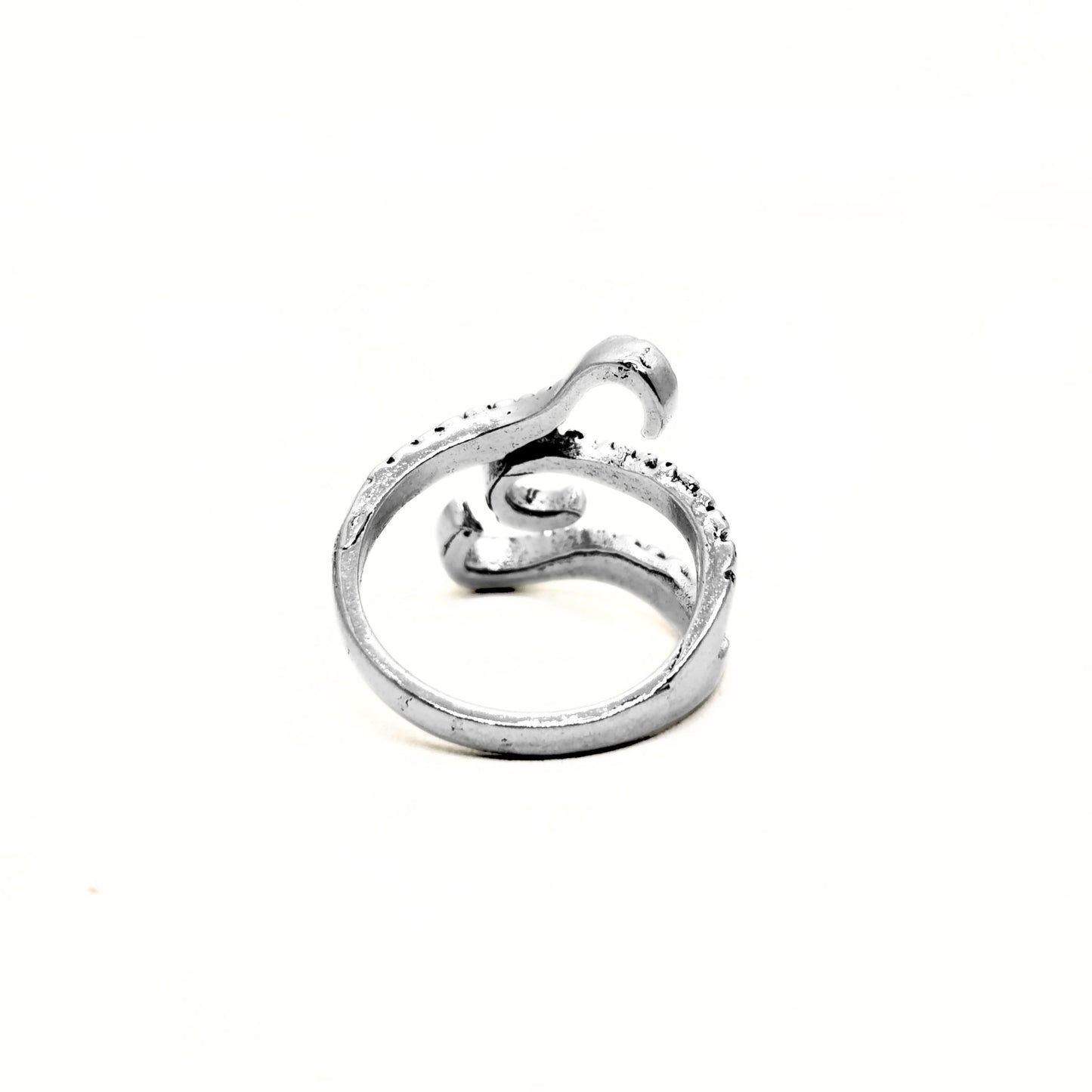 Minimalist Zinc Alloy R-2 Ring by Overpowered Accessories, featuring a sleek, twisted design in silver.