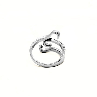 Minimalist Zinc Alloy R-2 Ring by Overpowered Accessories, featuring a sleek, twisted design in silver.