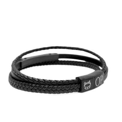 Premium Black Leather Bracelet - B-182 | Men's - Overpowered Accessories