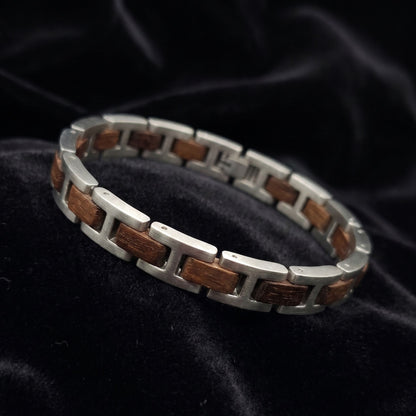 Luxury Natural Walnut Wood & Stainless Steel Bracelet - B-191 | Men's - Overpowered Accessories