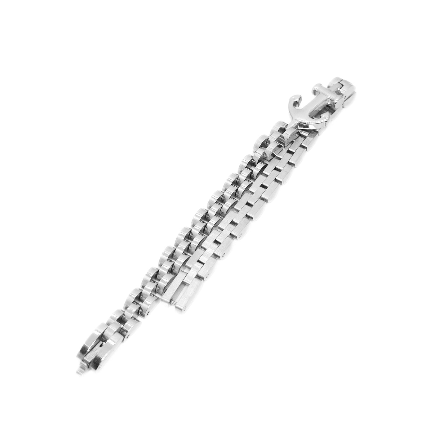 Premium Silver Stainless Steel Anchor Bracelet - B-183 | Men's - Overpowered Accessories